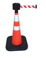 204-1803 RS PRO Weighted Orange, White 1.05 m PVC Safety Cone With Strap Reel