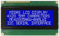 mc42005a6w-bnmlwi-v2 Midas MC42005A6W-BNMLWI-V2 Alphanumeric LCD Alphanumeric Display, 4 Rows by 20 Characters