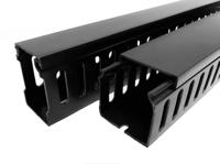 233-9189 RS PRO Black Slotted Panel Trunking - Open Slot, W80 mm x D60mm, L2m, PVC