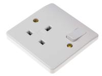 k2757-whi MK Electric Logic Plus White 1 Gang Plug Socket, 2 Poles, 13A, Type G - British, Indoor Use