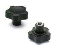 166556 Elesa  Black Glass Fibre Reinforced Polyamide Clamping Knob, M12 x 21, Threaded Hole
