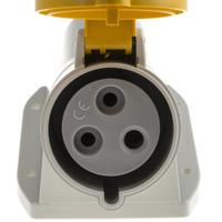 5133250 Scame IP44 Yellow Wall Mount 2P + E Right Angle Industrial Power Socket, Rated At 32A, 110 V