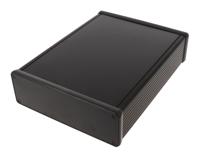 1455t2202bk Hammond 1455 Series Black Aluminium Enclosure, IP54, Flanged, Black Lid, 220 x 165 x 52mm