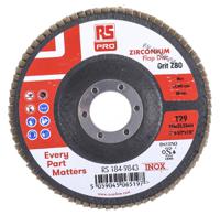 184-9843 RS PRO Zirconium Flap Disc, 115mm x 7mm Thick, 80+ Grade, P80 Grit, 5 in pack