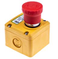 230001 IDEM ES Series Twist Release Emergency Stop Push Button, Surface Mount, 2NC + 1NO, IP67