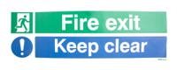 370-1762 Vinyl Fire Safety Label, Fire exit Keep clear With English Text Self-Adhesive