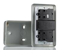 687-7320 RS PRO 13A, BS Fixing, Passive, 2 Gang RCD Socket, Surface Mount, 230 V ac, Grey