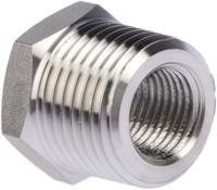 1863-21-13 Legris Stainless Steel Pipe Fitting, Straight Hexagon Reducer, Male R 1/2in x Female G 1/4in