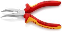 25-26-160 Knipex 25 26 Long Nose Pliers, 160 mm Overall, Angled Tip, VDE/1000V, 50mm Jaw