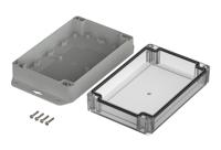 07718126-xm-181206-g-wl-7035 Bopla Euromas X Series Light Grey Polycarbonate Enclosure, IP66, IP68, IK07, Flanged, Clear Lid, 179.9 x 119.9 x 60.2mm