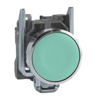 xb4ba35 Schneider Electric XB4 Series Push Button, Spring Return, Panel Mount, 22mm Cutout, 1NO + 1NC, 600V, IP66, IP67, IP69,