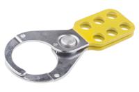 818-8098 RS PRO Yellow 6-Lock Steel, Yellow Vinyl Coated Hasp Lockout, 9.25mm Shackle, 38mm Attachment