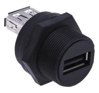 111-6759 RS PRO Straight, Panel Mount, Socket- Dual Port Type A 2.0 IP67 USB Connector