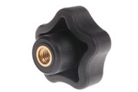 69848 Elesa  Black Multiple Lobes Clamping Knob, M6, Threaded Through Hole
