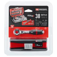r360nanopb Facom 38-Piece Metric 1/4 in Standard Socket/Bit Set with Ratchet, 6 point