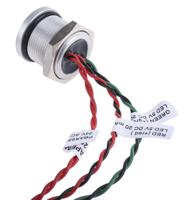 pbar9af0000a2a APEM Illuminated Piezo Switch, Momentary, Pulse, SPST, IP68, Flying Lead, 200 mA @ 24 V dc, -40 → +75°C