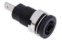 224-7423 RS PRO Black Female Banana Socket, 4 mm Connector, Tab Termination, 24A, 1000V, Nickel, Tin Plating