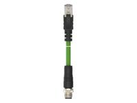 tcd14745101-002 TE ConnectivityTCD1474, 1m Cat5e, Green M12 to Male RJ45 Male Shielded, Terminated PUR Sheath