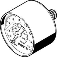 pagn-40-16-p10 Festo Analogue Pressure Gauge 16bar Back Entry 40mm Outside Diameter