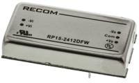 rp15-2412dfw Recom RP15 FW DC-DC Converter, ±12V dc/ ±625mA Output, 9 → 36 V dc Input, 15W, Through Hole, +75°C Max Temp