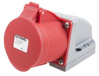 5123257-7 Scame, Optima IP44 Red Wall Mount 6P + E Right Angle Industrial Power Socket, Rated At 32A, 415 V
