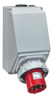 5-555-19 Legrand IP67 Red Wall Mount 3P + N + E Right Angle Industrial Power Plug, Rated At 63A, 415 V