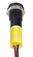 249-4315 RS PRO Yellow Panel Mount Indicator, 12V dc, 8mm Mounting Hole Size, Lead Wires Termination, IP67