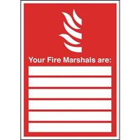 146-455 Polypropylene Fire Safety Sign, Your Fire Marshals Are With English Text Self-Adhesive
