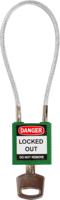 compact-cable-padlock-green-20cm-kd Brady Green 1-Lock Rugged Reinforced Nylon Body with Sheathed Steel Cable Keyed Padlocks & Safety Padlocks, 4.7mm