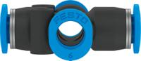 qsmx-6 Festo QS Series Cross Tube-to-Tube Adaptor, Push In 6 mm to Push In 6 mm, 153380