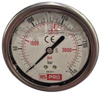 179-981 RS PRO BSP 1/4 Analogue Pressure Gauge 250bar Bottom Entry 63mm Outside Diameter