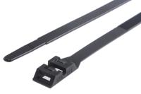865-9635 RS PRO Cable Tie, Double Locking, 265mm x 9 mm, Black Nylon, Pk-100