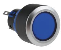175-8234 RS PRO Illuminated Push Button Switch, Panel Mount, 22.2mm Cutout, SPDT, Blue LED, 250V ac, IP65
