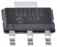 tc2117-33vdbtr Microchip TC2117-3.3VDBTR, 1-Channel Low Dropout Voltage, Voltage Regulator, 800 mA, 3.3 V, SOT-223 4-Pin