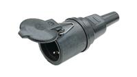 351fdgv Nelco German Mains Plug & Socket, 16A Black, Cable Mount Rubber