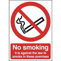 146-435 Vinyl Polyester No Smoking Prohibition Sign, No Smoking It Is Against The Law, English