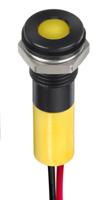249-4316 RS PRO Yellow Panel Mount Indicator, 24V dc, 8mm Mounting Hole Size, Lead Wires Termination, IP67