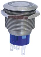 mav22a0f20e-312-jr KNITTER-SWITCH Illuminated Push Button Switch, Momentary, Panel Mount, 22.2mm Cutout, SPDT, Red LED, 28 V dc, 250V ac,