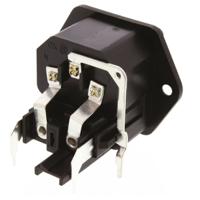 43013201 Schurter C14 Right Angle Panel Mount IEC Connector Male, 10A, 250 V, Fuse Size 5 x 20mm