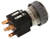 124168331121000 Schurter Illuminated Push Button Switch, Latching, Panel Mount, 22mm Cutout, DPDT, Red LED, 125/250V ac, IP64 (Front);