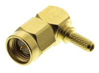 r125172000 Radiall, Plug Cable Mount SMA Connector, 50Ω, Crimp Termination, Right Angle Body