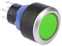 175-8228 RS PRO Illuminated Push Button Switch, Momentary, Panel Mount, 22.2mm Cutout, DPDT, Green LED, 250V ac, IP65
