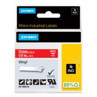1805416 Dymo White on Red Label Printer Tape, 5.5 m Length, 12 mm Width