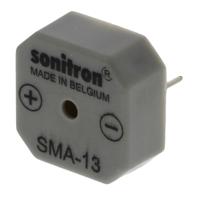 sma-13-p75 Sonitron 75dB Through Hole Continuous Internal Buzzer, 13.9 x 13.9 x 6mm, 1.5V dc Min, 24V dc Max