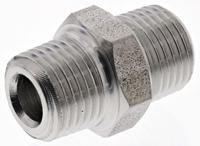 1821-10-10 Legris Stainless Steel Pipe Fitting, Straight Hexagon Coupler, Male R 1/8in x Male R 1/8in