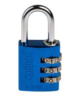 14530-blue ABUS 145/30 Combination Weatherproof Aluminium, Steel Safety Padlock, 5mm Shackle, 30mm Body
