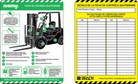 flt-fr-etsi-51-10 Brady Black on Blue, Green Safety Forklift Tag, French Language, 10 per Pack
