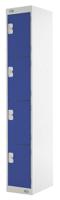 521-386 RS PRO 4 Door Steel Blue Industrial Locker, 1800 mm x 300 mm x 450mm