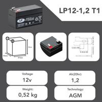 nsa-lp12-12-t1 Landport Batteries 12V T1 Lead Acid Battery, 1.2Ah