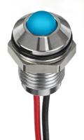 132-9106 RS PRO Blue Panel Mount Indicator, 12V dc, 8mm Mounting Hole Size, Lead Wires Termination, IP67